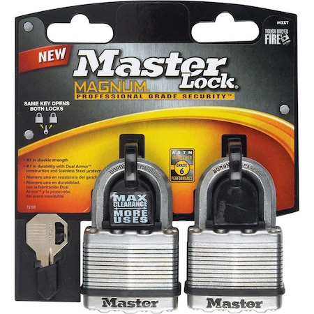 Master Lock Master Lock Magnum 3-3 in. H X 1-13 in. W X 2 in. L Steel Ball Bearing Locking Weather-Resista, PK2 M5XTCCSEN